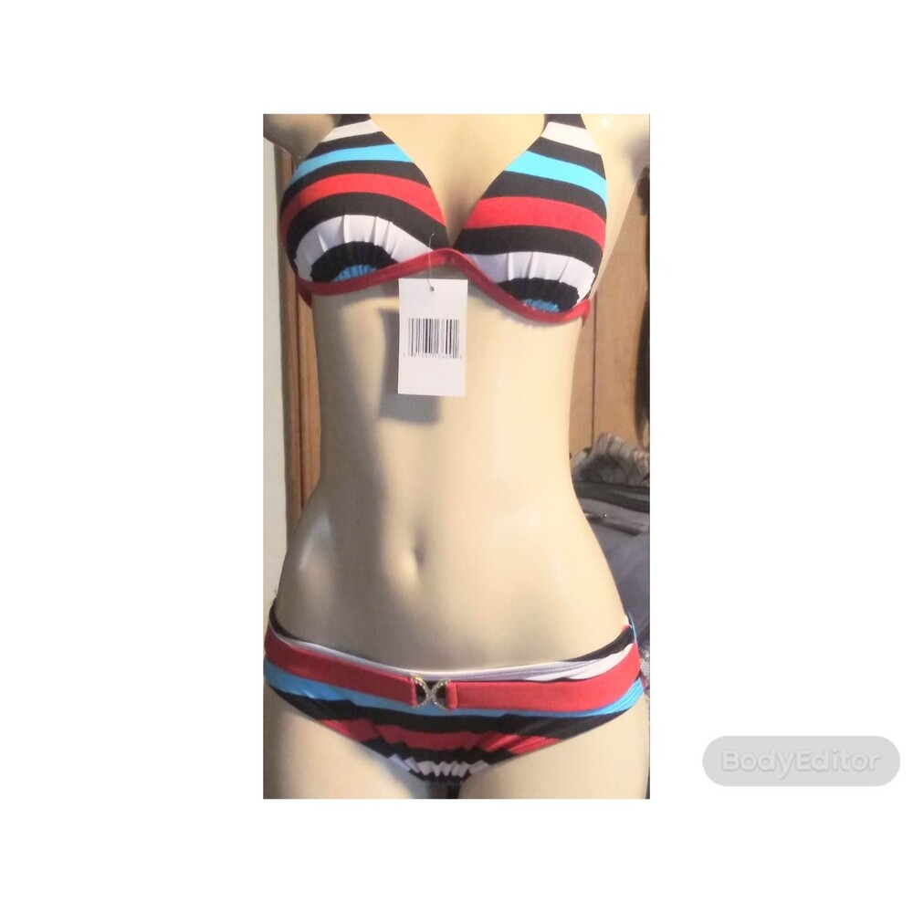 Red striped bikini With Bling L